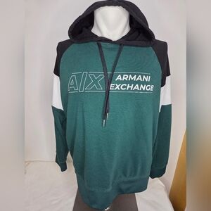 AX Armani Exchange Size M Green/black Colorblock Sweatshirt/Hoodie